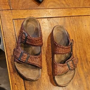 Brown Sandals with Adjustable Straps and Cork Footbed